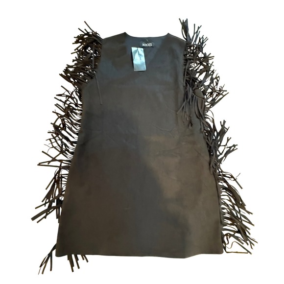 NWT XL Black Fringe Dress Sleeveless V Neck Party Country‎ Mini Dress - Picture 1 of 6